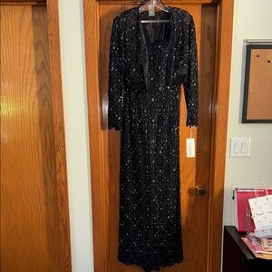 Montage by Mon Cheri Black Sequin Long Sleeve Dress